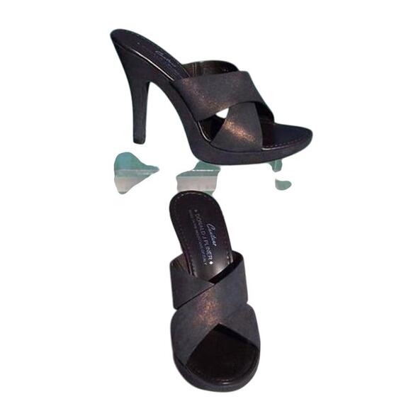 Donald Pliner Rust Distress Metallic Sandal Leather Slide Platform Shoe $275 NWT - Picture 6 of 7